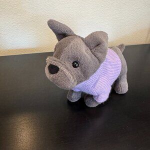 NWT Jellycat Stuffed Animal Gray French Bulldog with Purple Sweater